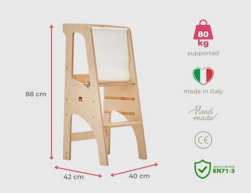Torre de Aprendizaje Bianconiglio Kids® EVO: ¡Altura Ajustable! - Imagen 4