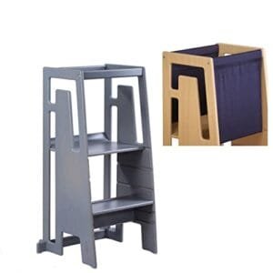 Tuki Torre de Aprendizaje Gris + Tela Azul Marino