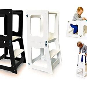 Torre de Aprendizaje Plegable 2 en 1 Montessori (Negro)