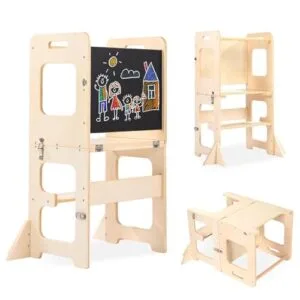 Labebe Torre Montessori 3 in 1: Gioco, Scala, Lavagna