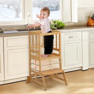 COSYLAND Torre de Aprendizaje Montessori Bambú Ajustable